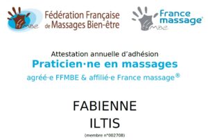 Attestation Fédération Française de Massage Bien-être